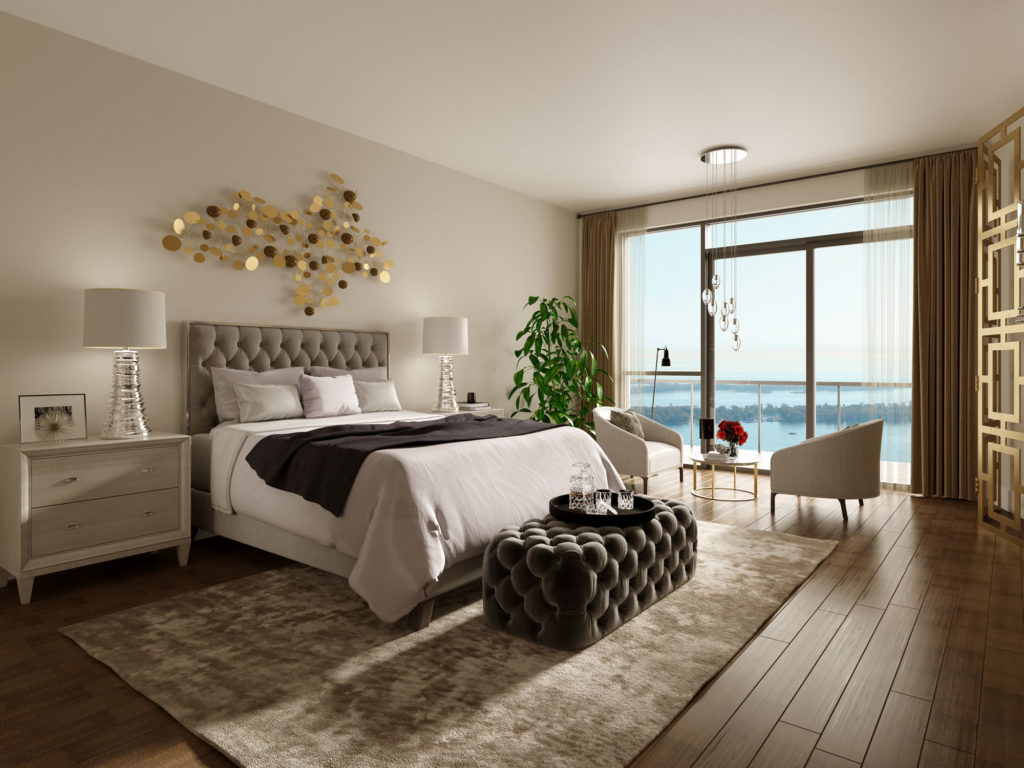 Interior Rendering - Modern Master Bedroom by Tridel Aquabella