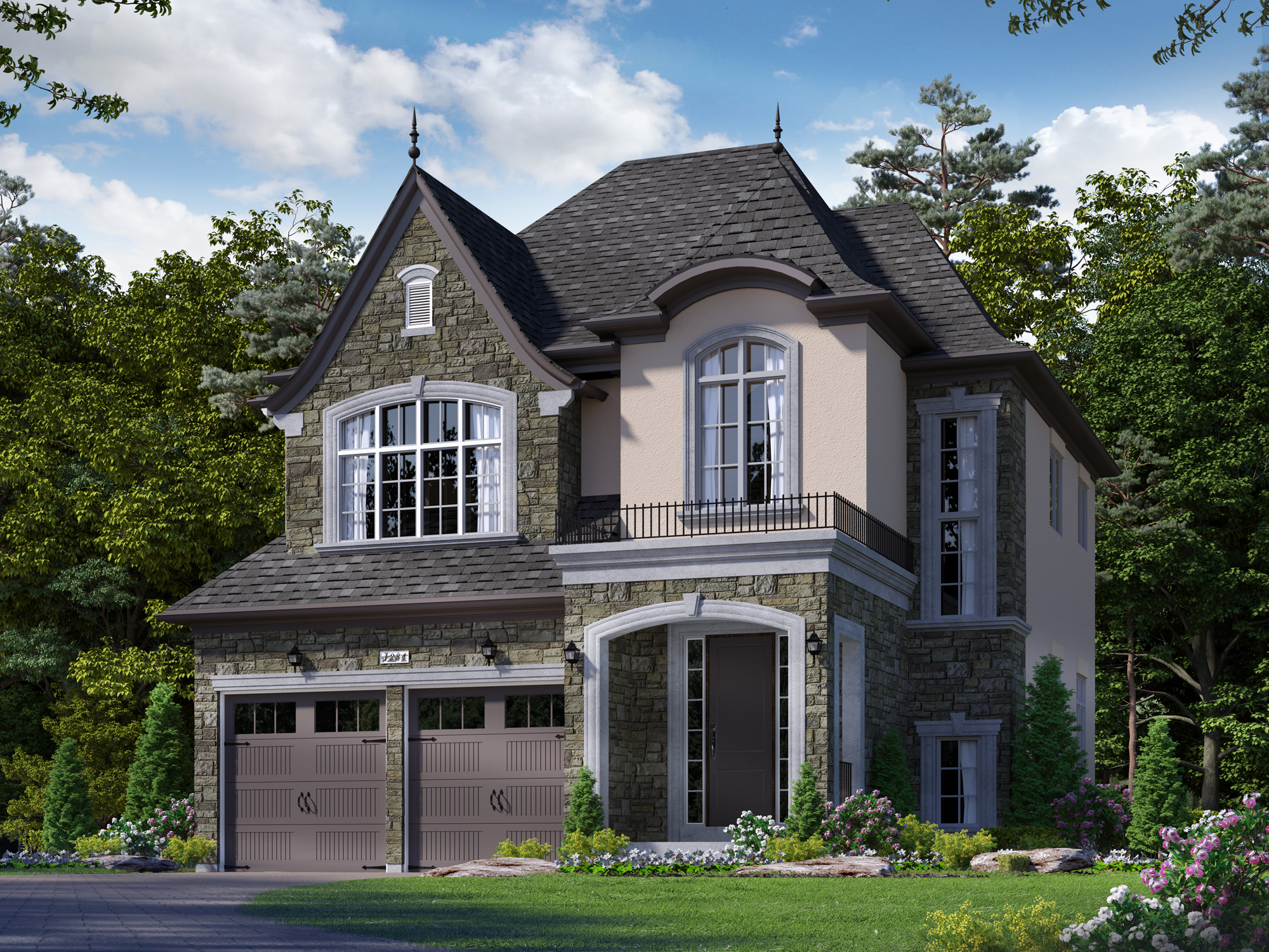 Exterior Rendering - Single Family House - Modern House Rendering for Zancor King City Toronto | Aareas Interactive