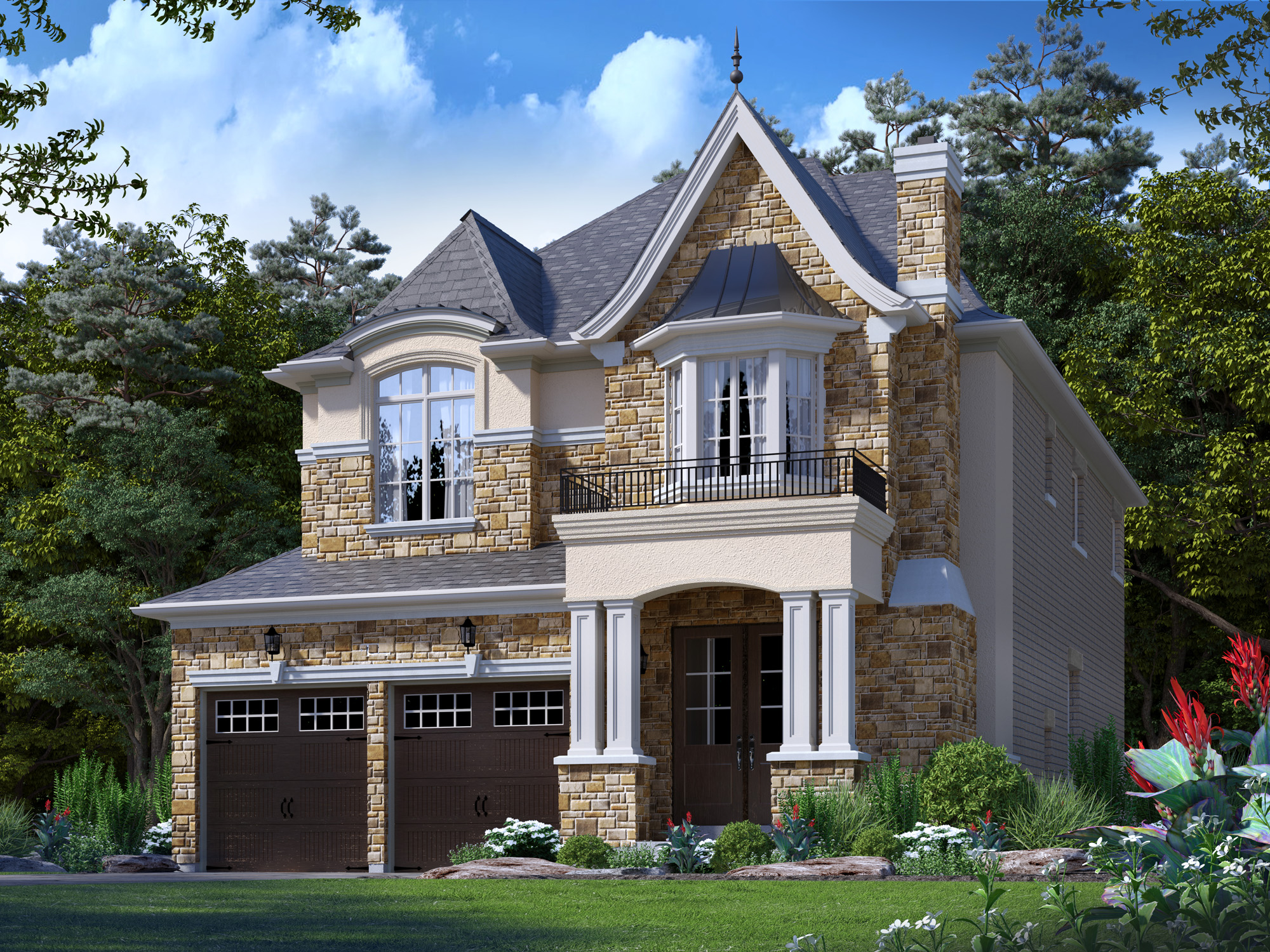 Exterior Rendering - Single Family House - House Rendering for Zancor King City | Aareas Interactive