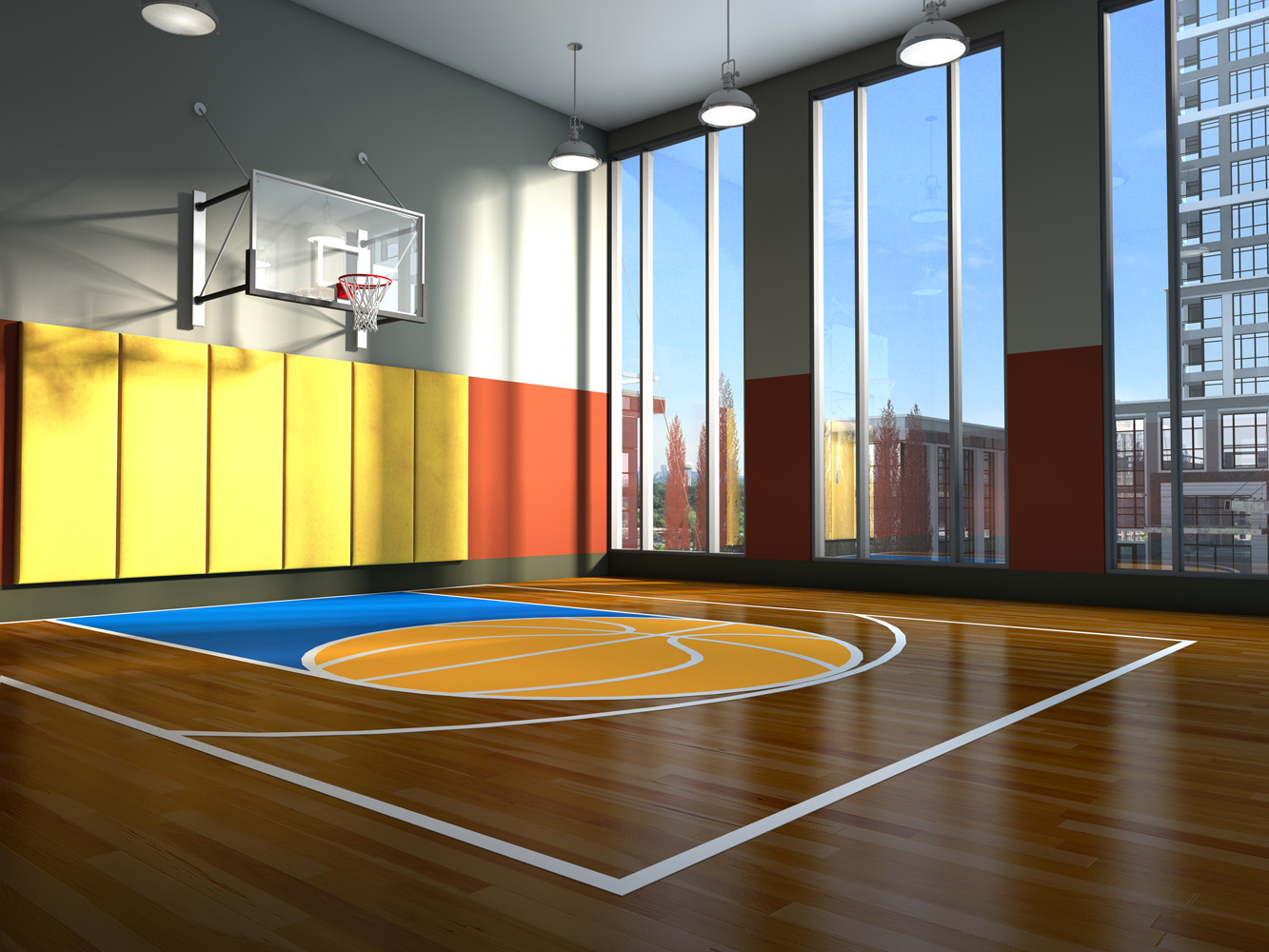Interior Amenity Rendering - Basketball Court 3D Architectural Rendering