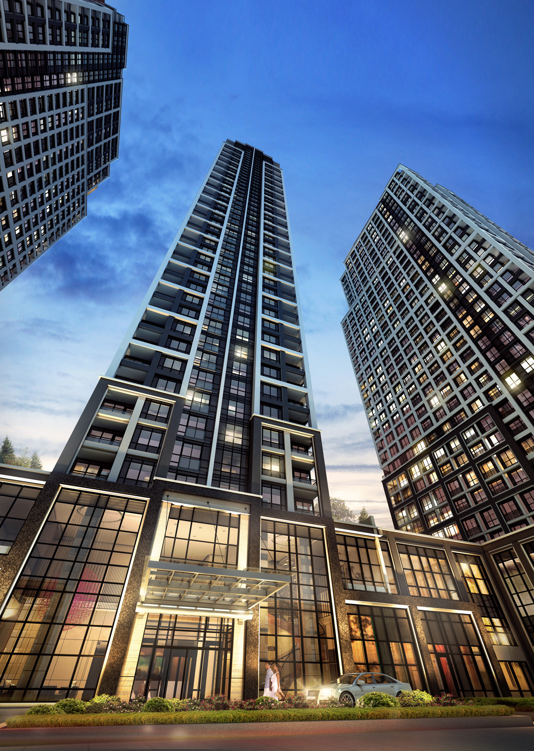 Exterior Rendering - Condo - Islingtion Terrace Toronto Condo Architectural 3D Rendering | Aareas Interactive