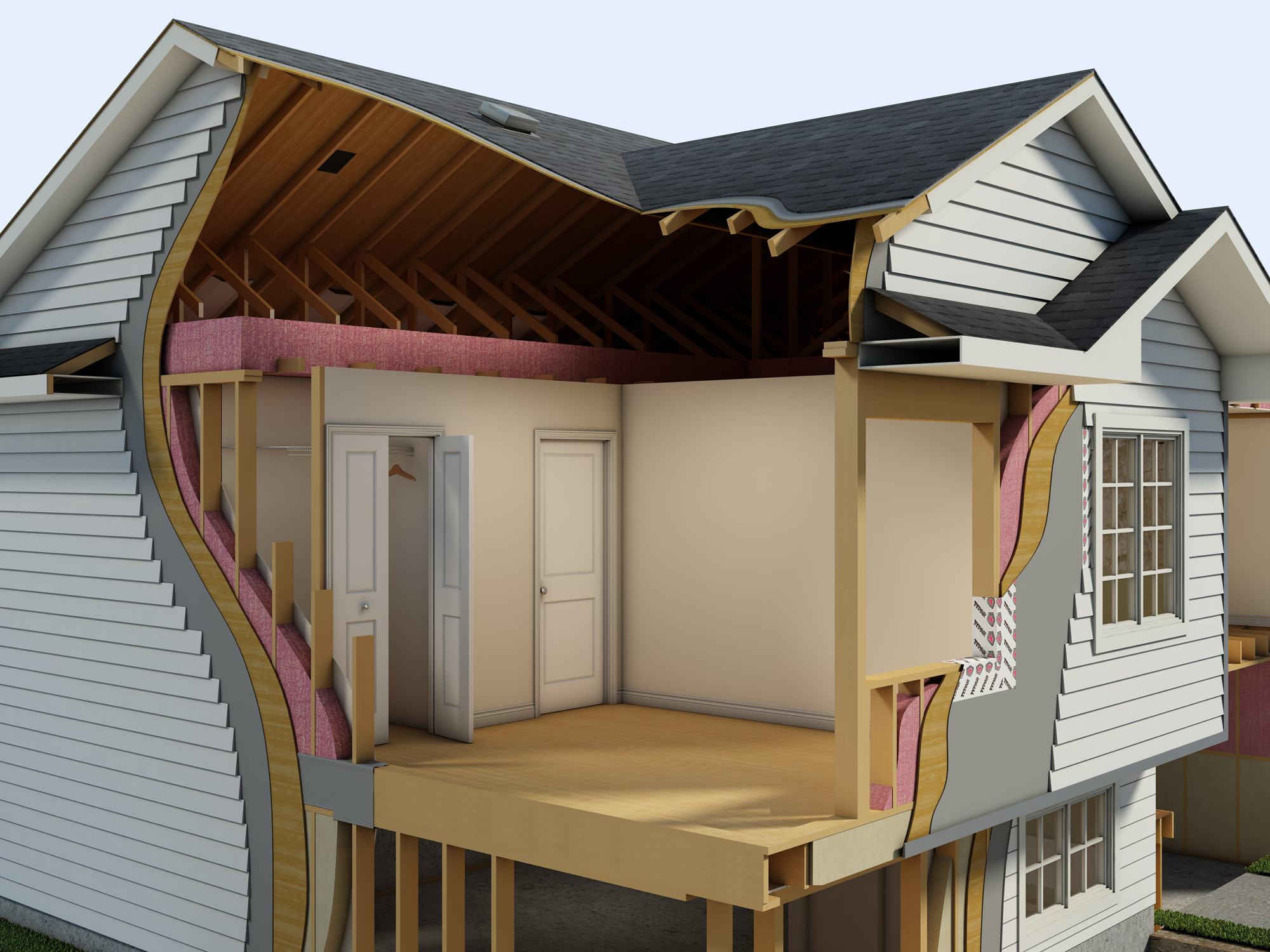 Exterior Rendering - Single Family House - Cutaway Rendering of Home for Homehardware| Aareas Interactive