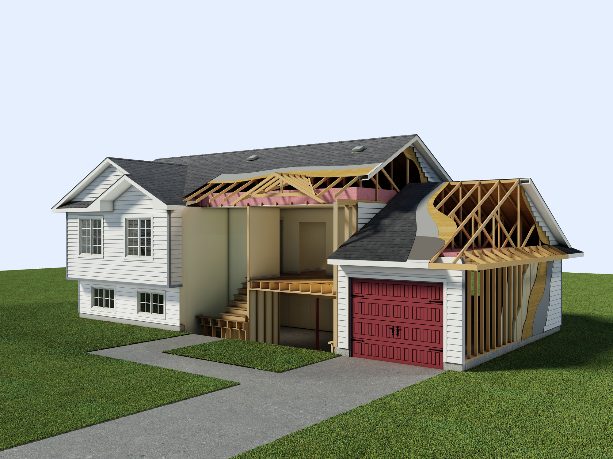 Exterior Rendering - Single Family House - Home Hardware Limberlost Cutaway 3D Rendering