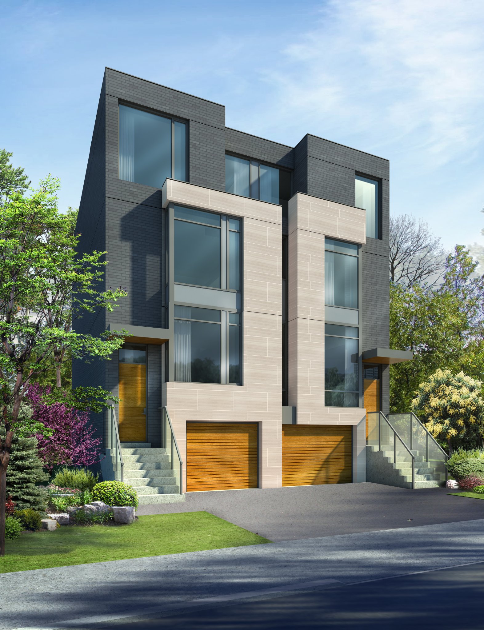 Exterior Rendering - Townhouse - 3D Rendering of Modern Home St.Clair West Toronto | Aareas Interactive