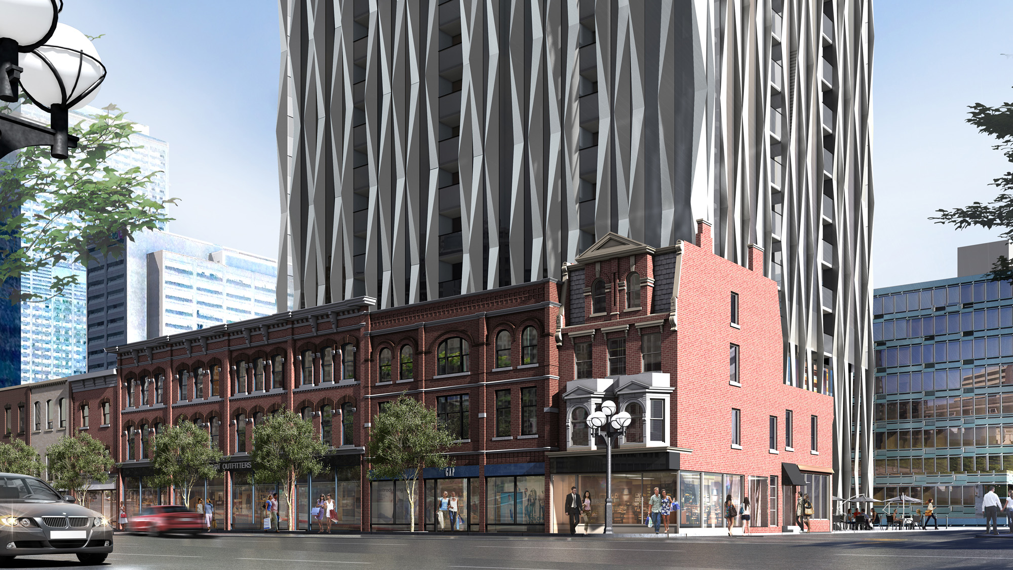 Exterior Rendering - Condo - Bazis No. 1 Yorkville Toronto Condo Architectural 3D Rendering | Aareas Interactive