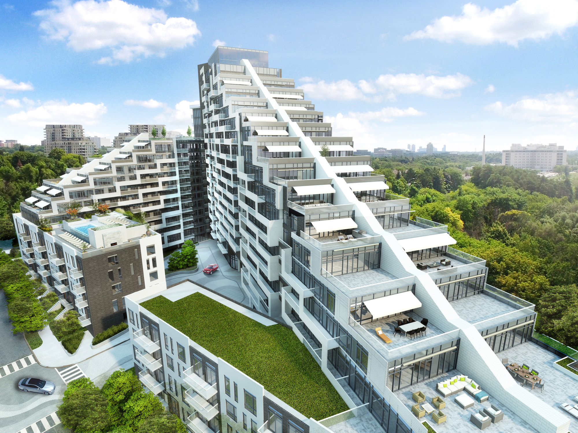 Exterior Rendering - Condo - Scala Condos Tridel Toronto Architectural 3D Rendering | Aareas Interactive
