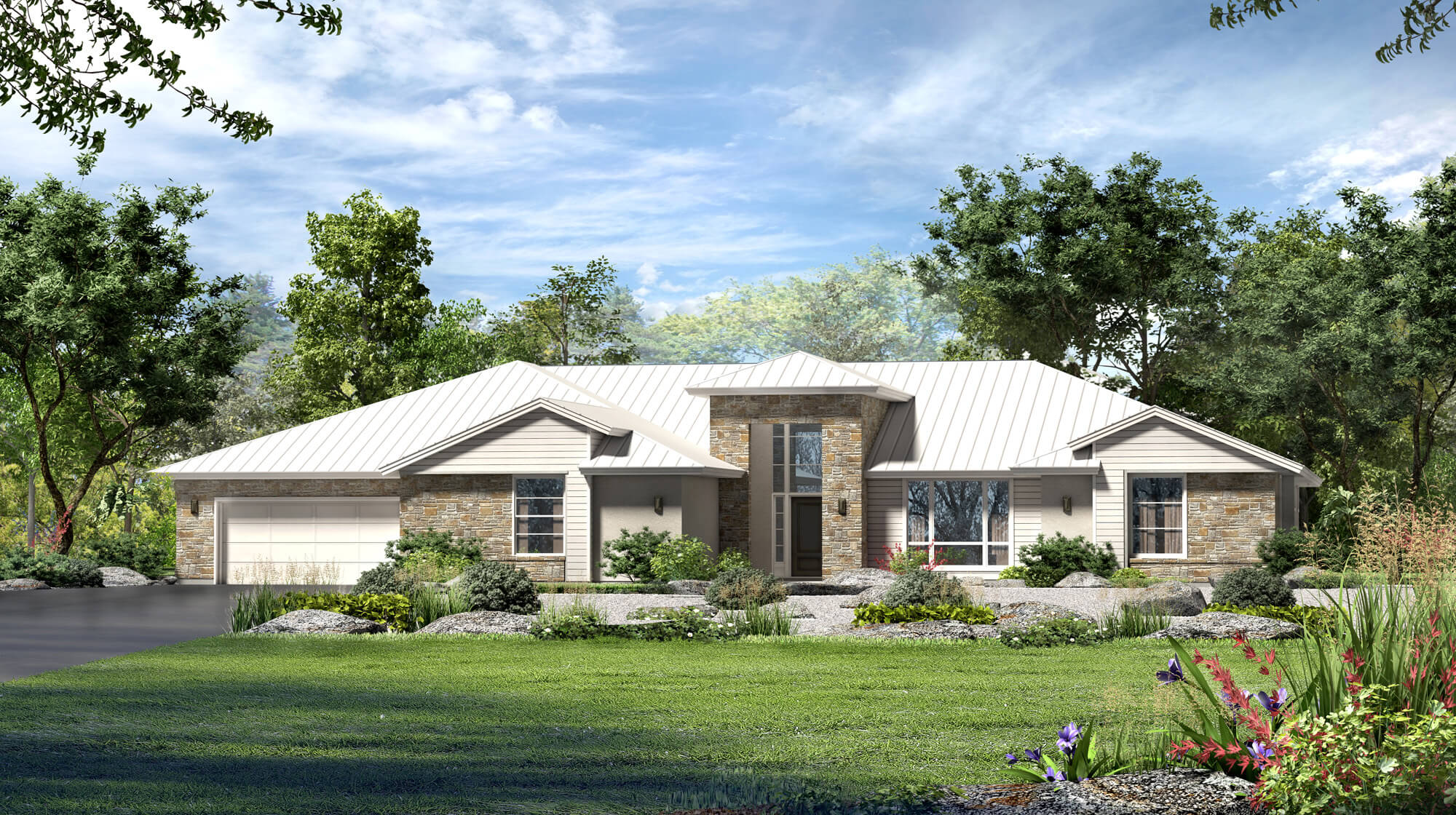 Exterior Rendering - Single Family House - Kissing Tree Bungalow 3D House Rendering | Aareas Interactive