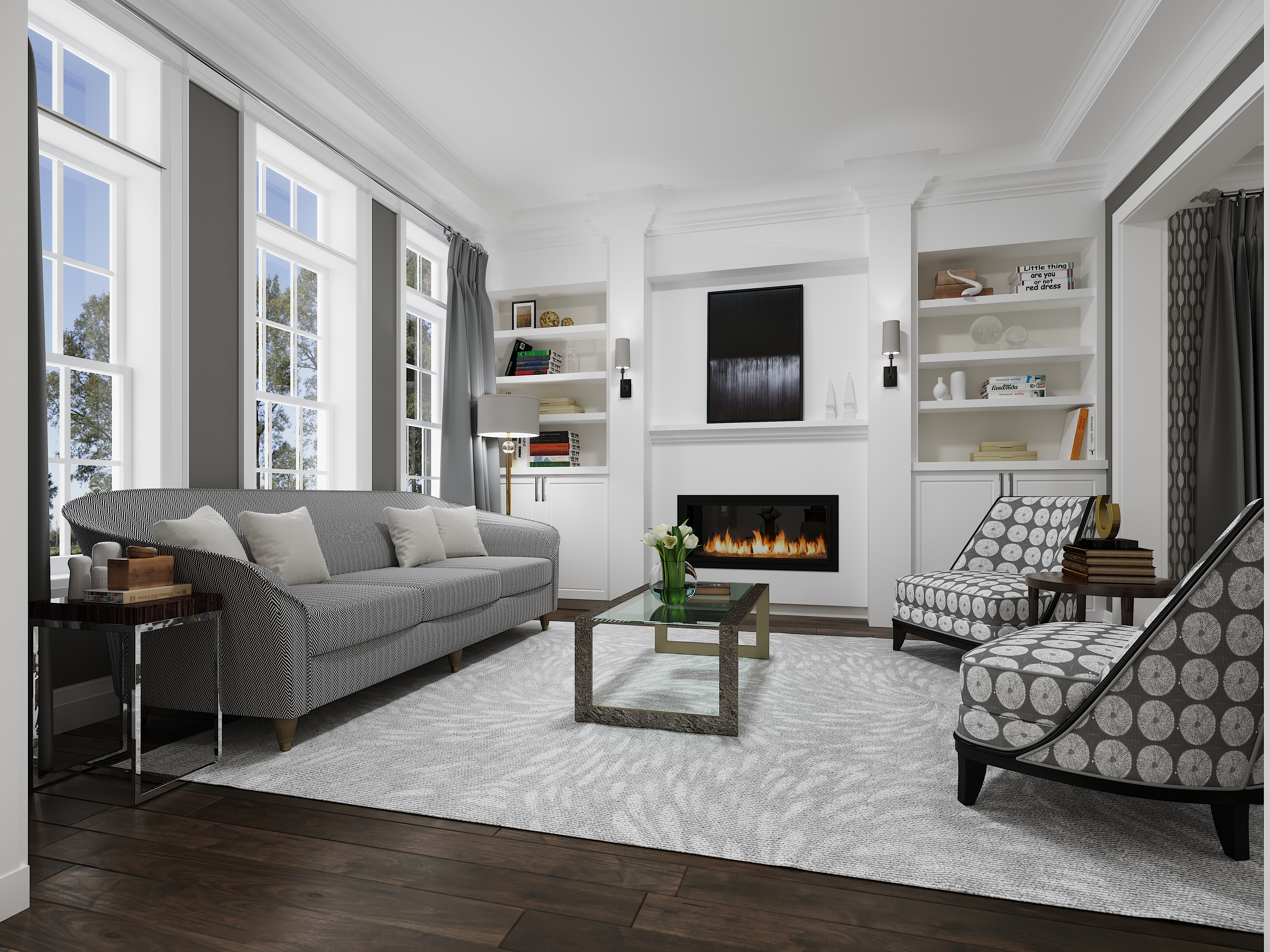 Interior Rendering - Modern Chic Living Room