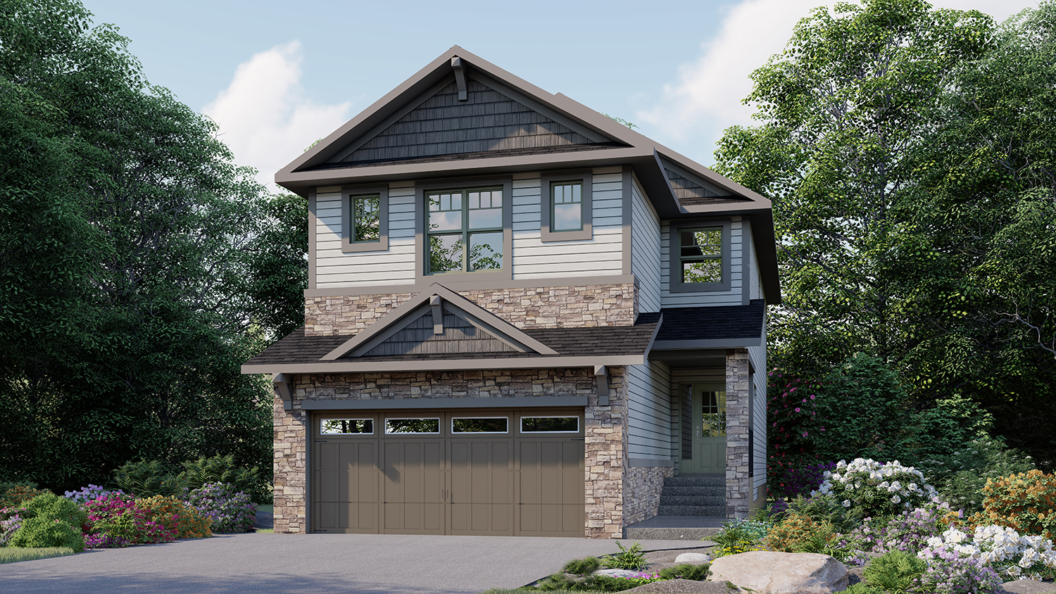 Exterior Rendering - Single Family House - Stonefield