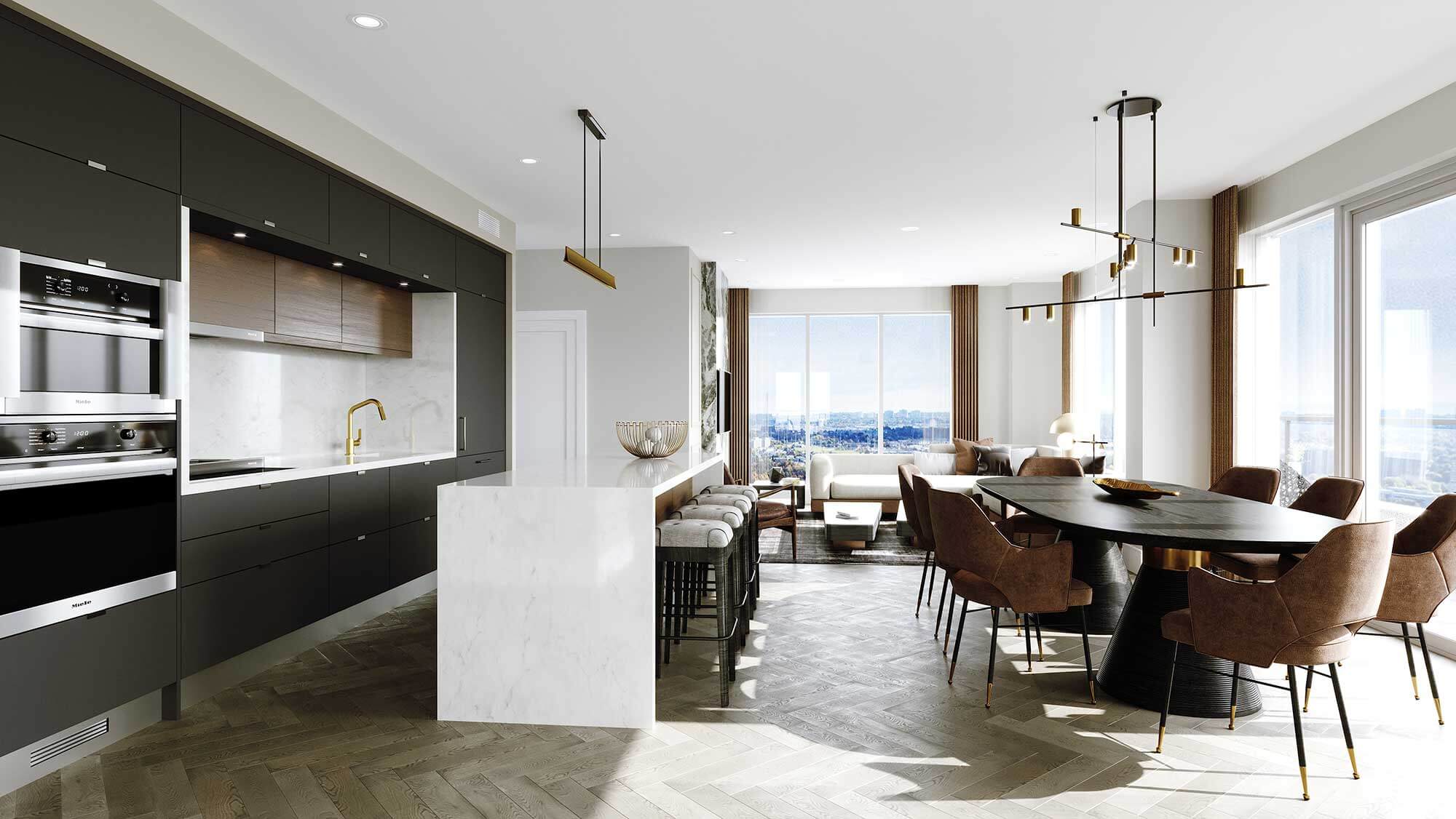 Interior Rendering -Modern Kitchen / Living Room