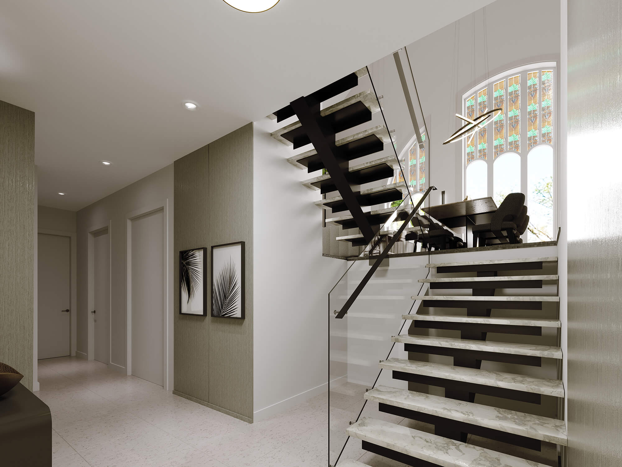Interior Rendering - Stairs and Hall